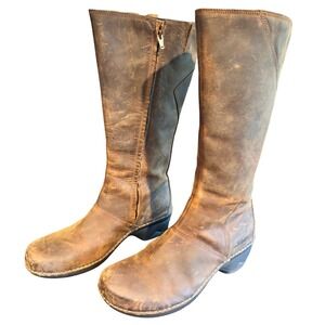 Patagonia Thatcher Leather Riding‎ Boots Brown Side Zip Knee High Womens Size 11